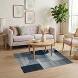 Modern Geometric Navy Grey Area Rug