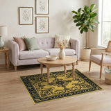 Ornate Gold Fleur-de-Lis Baroque Area Rug