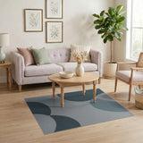 Abstract Blue Teal Overlapping Circles Area Rug