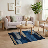 Blue Abstract Stripe Area Rug