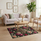 Ornate Pink Peony Medallion Floral Rug
