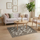 Ornate Beige Floral Damask Area Rug