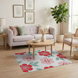 Red Pink Floral Vintage Area Rug