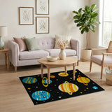 Kids Cartoon Space Planets Stars Rug