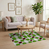 Vibrant Green Plaid Grid Area Rug