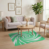 Hypnotic Green Spiral Abstract Area Rug