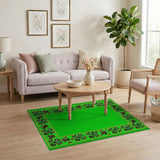 Green Emerald Shamrock Border Area Rug