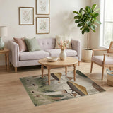 Brown and Tan Whimsical Mushroom Forest Area Rug