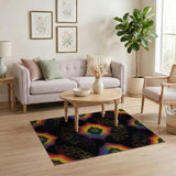 Vibrant Rainbow Geometric Washable Area Rug