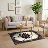 Red Rose Ornate Floral Vintage Area Rug