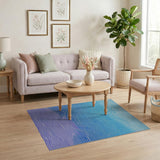 Blue Wave Gradient Abstract Area Rug