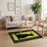 Black Cat Silhouette on Vibrant Yellow Area Rug