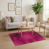 Vivid Pink Radiant Fan Geometric Area Rug