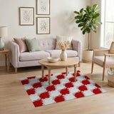 Bold Red Abstract Organic Area Rug
