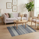 Navy and White Striped Coastal Coastal Beach Area Rug
