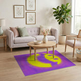Retro Yellow Smiley Face Purple Halftone Area Rug