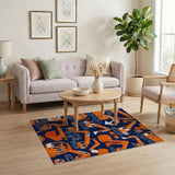 Washable Orange Construction Excavator Kids Playroom Rug