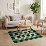 Green Black Plaid Rustic Farmhouse Area Rug