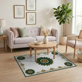 Emerald Green Gold Floral Medallion Area Rug