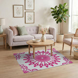 Pink Pink Floral Mandala Area Rug