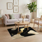 Abstract Area Black Gold Abstract Wave Area Rug