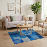 Geometric Modern Blue Geometric Patchwork Area Rug