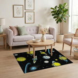 Galactic Yellow Planets Saturn Area Rug