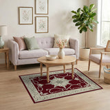 Ornate Red Medallion Area Rug