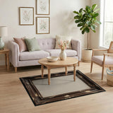 Distressed Vintage Brown Frame Area Rug
