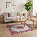 Ornate Red Floral Medallion Red Area Rug