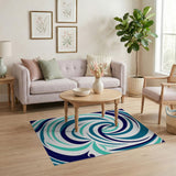 Swirling Blue Teal Abstract Abstract Area Area Rug