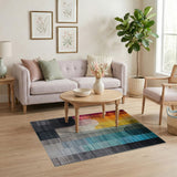 Vibrant Multi-Color Geometric Stripe Geometric Modern Area Rug