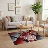 Layered Red Hearts Geometric Area Rug