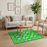 Emerald Green Shamrock Area Rug