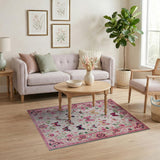 Whimsical Pink Butterfly Floral Floral Vintage Area Rug