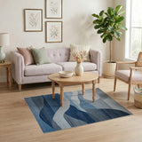 Moonlit Peaks Blue Geometric Area Rug