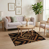Geometric Pyramid Steps Brown Area Rug