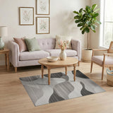 Abstract Area Abstract Black White Wave Area Rug