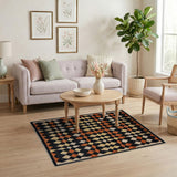 Black Orange Geometric Diamond Area Rug