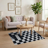 Black White Textured Checkered Area Rug