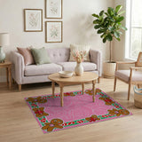 Festive Gingerbread Men Pink Kids Area Rug