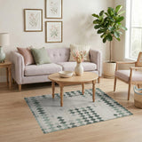 Teal Green Diamond Geometric Area Rug