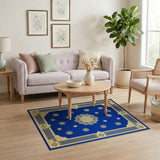 Blue Gold Medallion Persian Area Rug