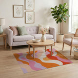 Multi-color and Patterns Vibrant Wavy Abstract Multi-Color Area Rug