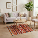 Vibrant Orange Southwestern Geometric Area Rug