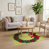 Red Rose Wreath with Bow Area Rug