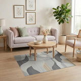 Geometric Modern Modern Abstract Grey Wave Area Rug
