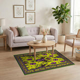 Vibrant Carnival Mask Yellow Area Rug