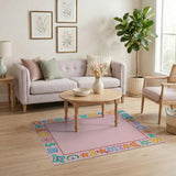 Playful Cartoon Alphabet Border Area Rug