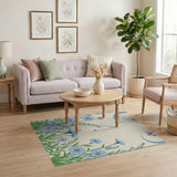 Whimsical Blue Moon Cornflower Mushroom Rug